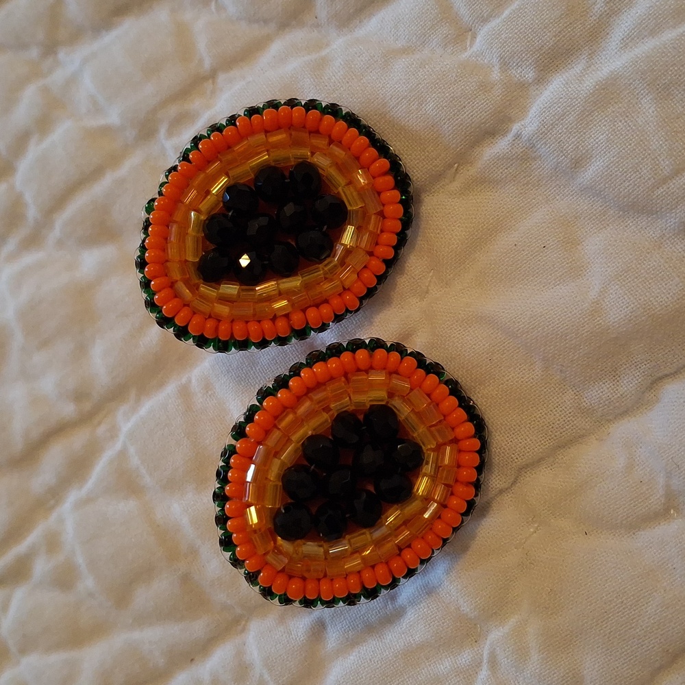 Beaded Papaya Stud Earrings